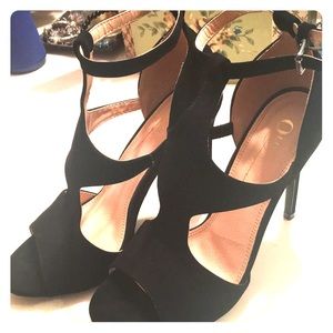 Olivia J. Black Suede Heels